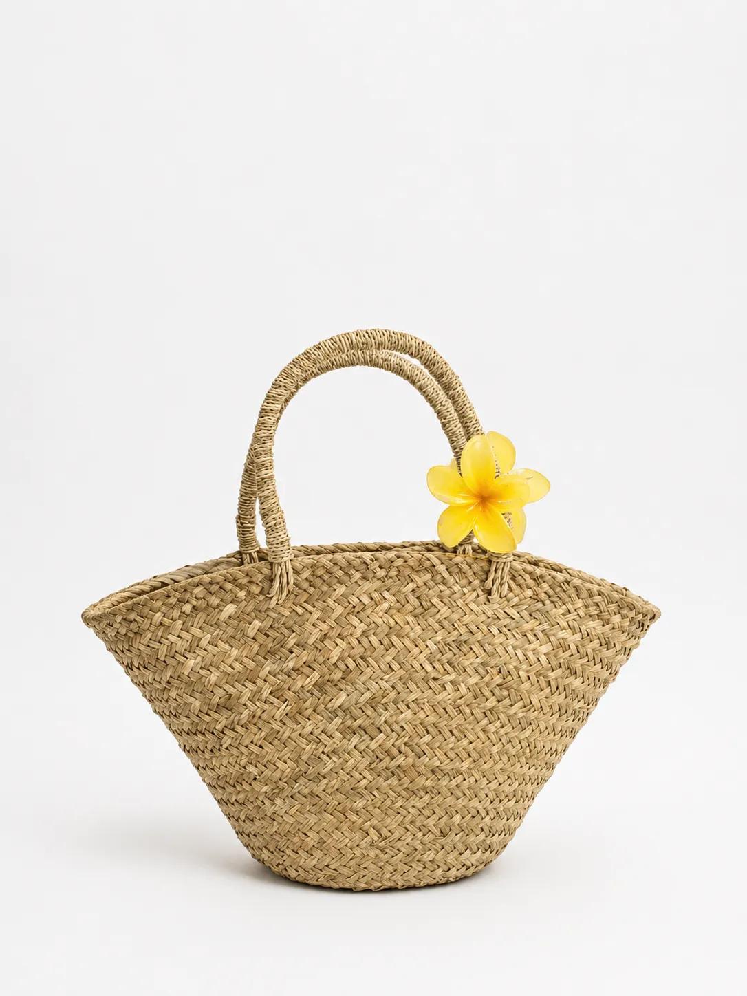 Mini plain straw bag