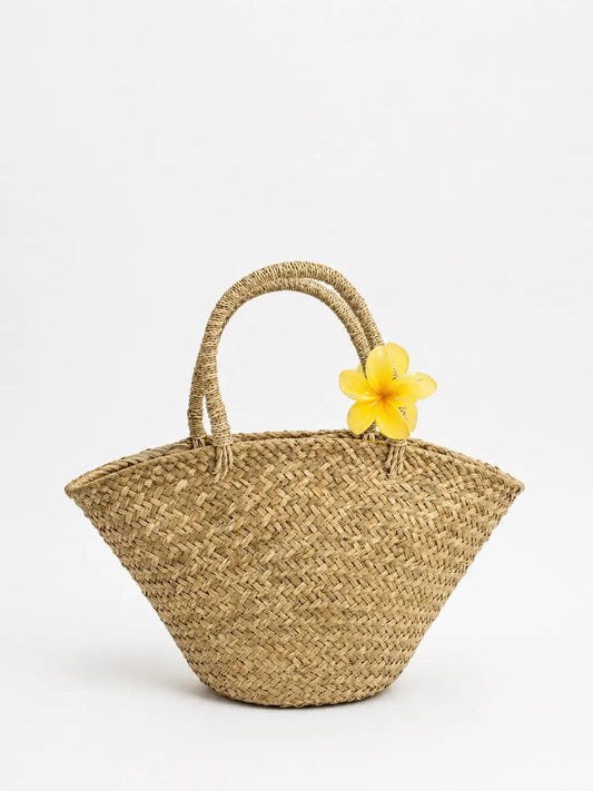 Mini plain straw bag